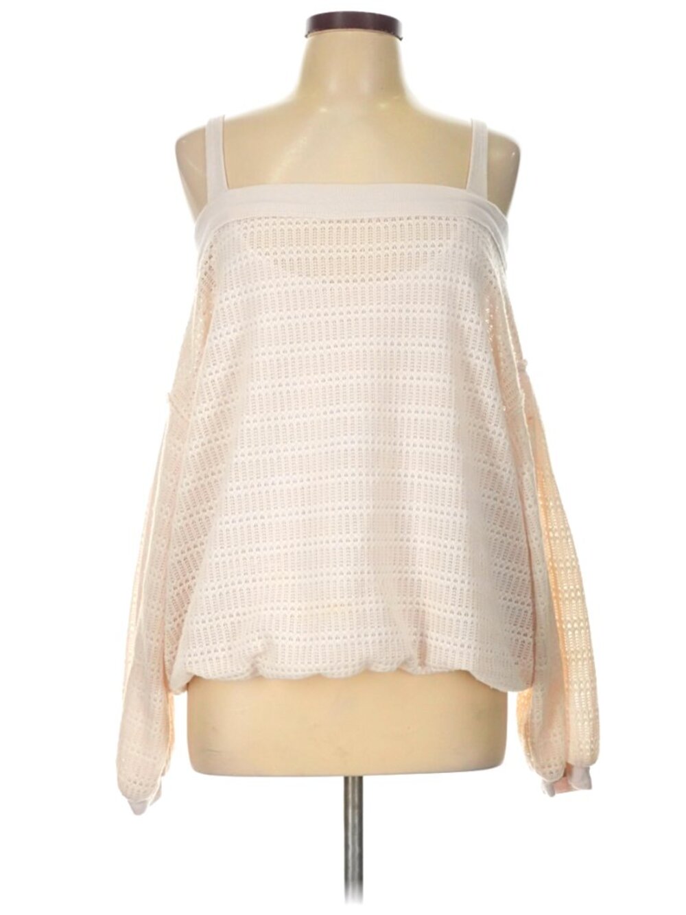 Free People "Sistine Hacci" Cold Shoulder Knit Top In Pearl - Size Large - Picture 2 of 12